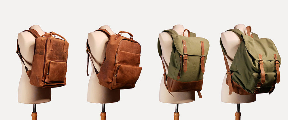 mochilas de cuero y lona para hombre