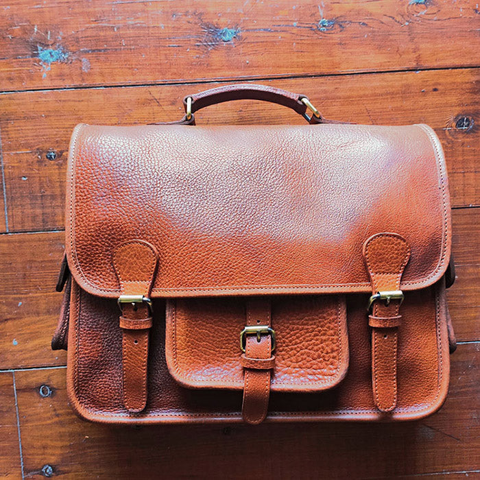 pasta vintage de pele satchel